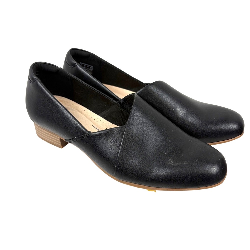 NWOT Clarks Collection Juliet Palm Blk Leather Loafers SZ 9.5 Comfort Work Shoes